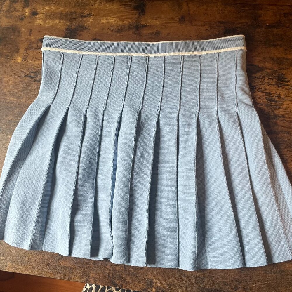 H&M Dusty Blue Preppy Pleated Skirt